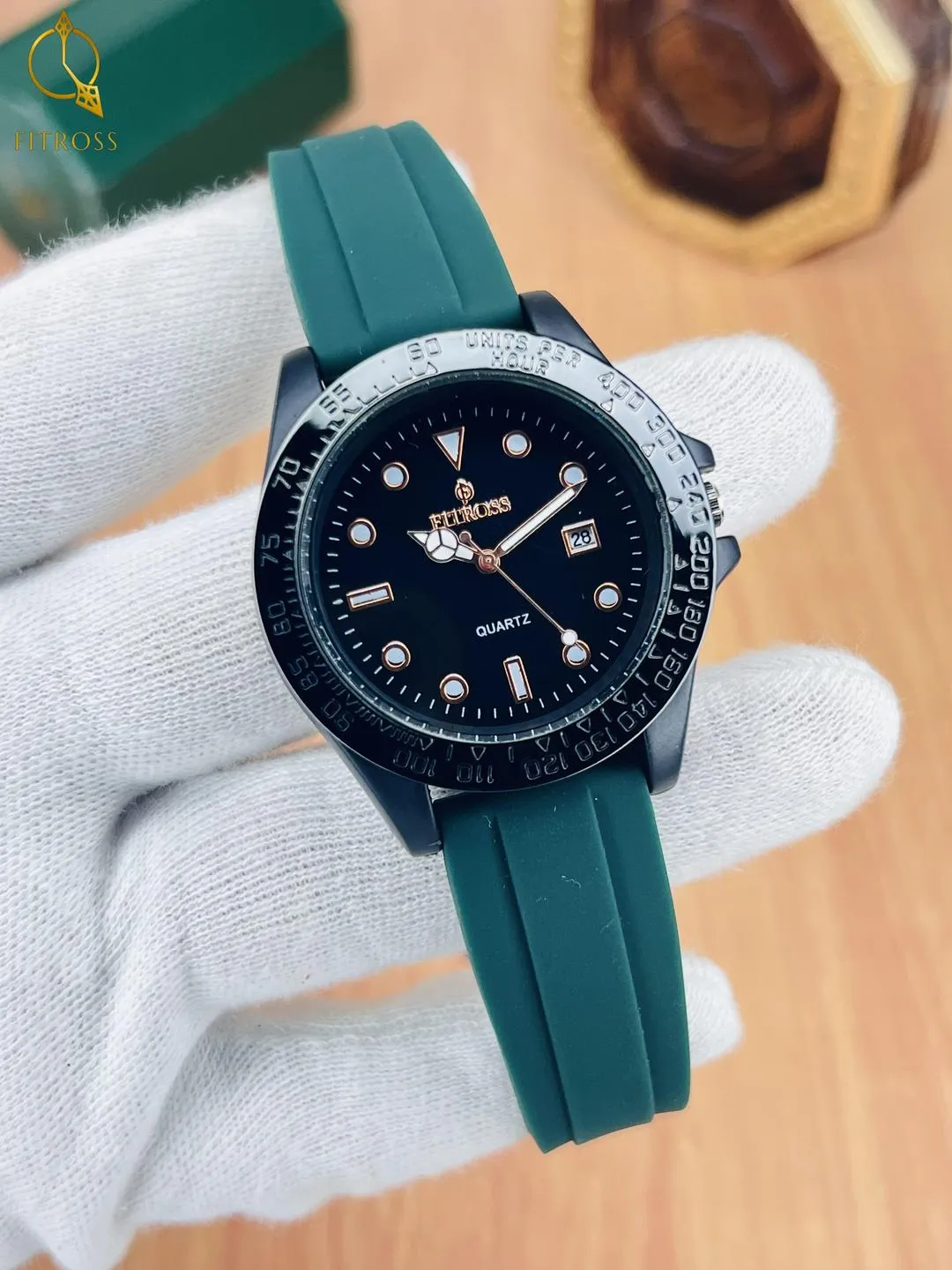 Black Rubber Strap Analog Watch for Men with Date Display