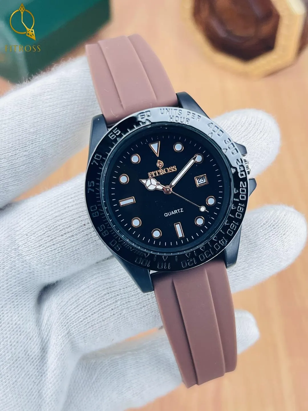 Black Rubber Strap Analog Watch for Men with Date Display