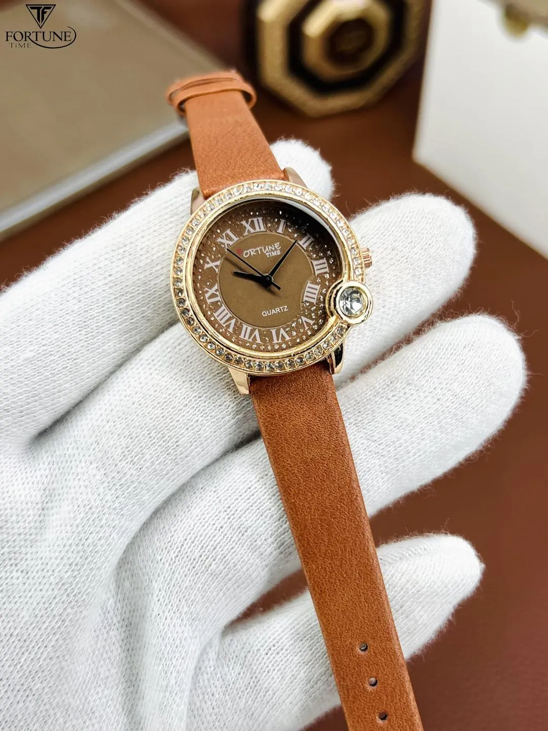 Timeworth Ladies Classic Watch with Leather Strap – Elegant Dial | Multiple Colors Available