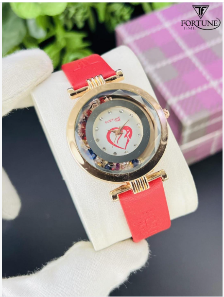 Chic Women's Watch Brown Leather Strap Water Resistant Battery Operated