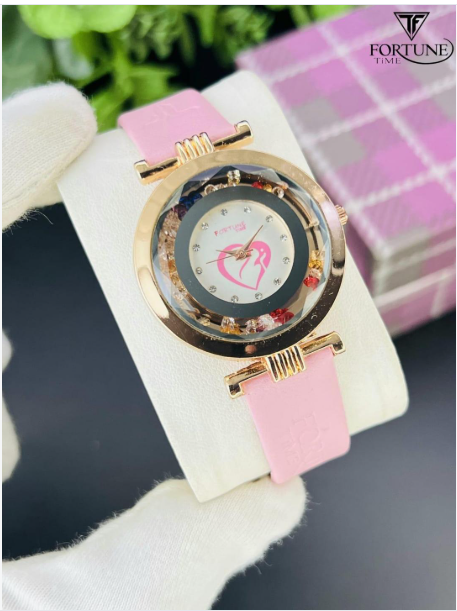 Chic Women's Watch Brown Leather Strap Water Resistant Battery Operated