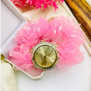 Women's Pink Rhinestone Bracelet Watch Quartz Water Resistant