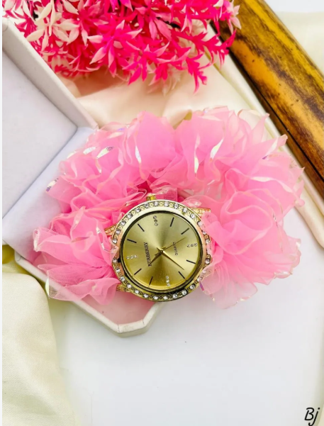 Women's Pink Rhinestone Bracelet Watch Quartz Water Resistant